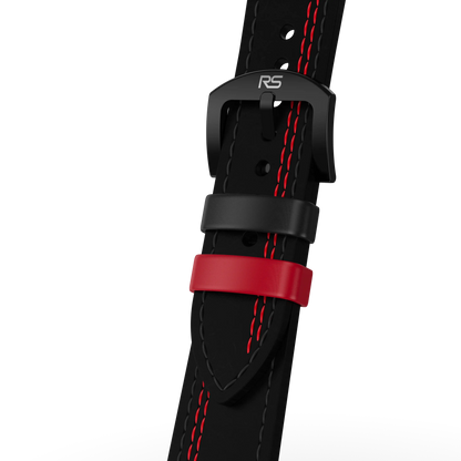 Black & Red Leather Strap (Adjustable)